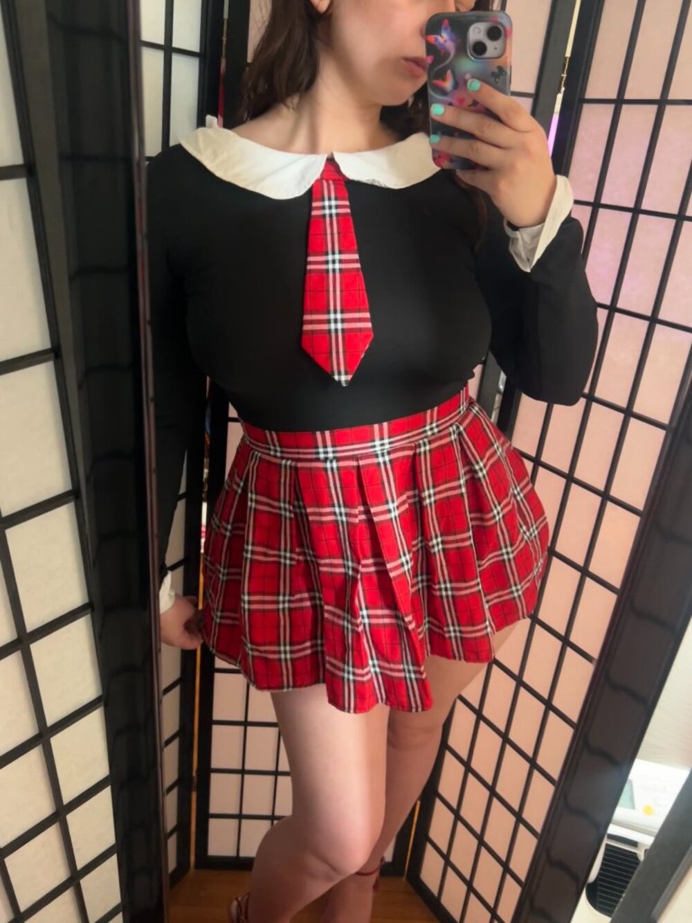 Spirit Halloween School Girl Costume (S) small nerd catholic plaid halloween - Picture 5 of 8
